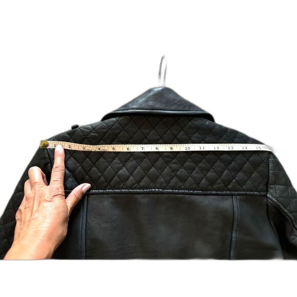 Marc New York Women Jacket Genuine Leather Quilted Small Black Moto Bikercore - Picture 7 of 16